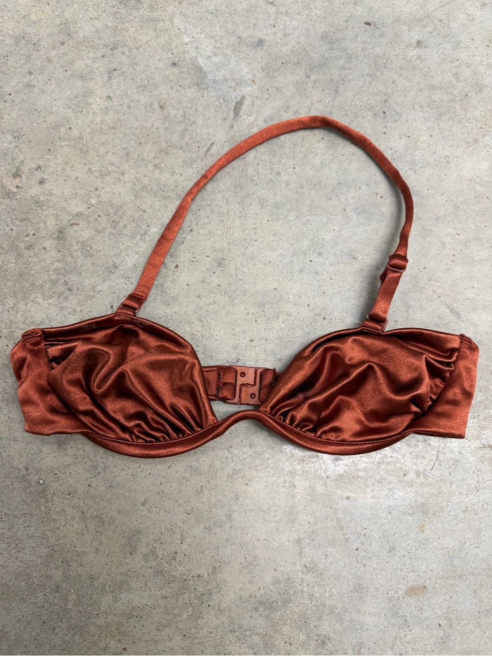 Women's Satin Underwire Bra in Rust color bikini top